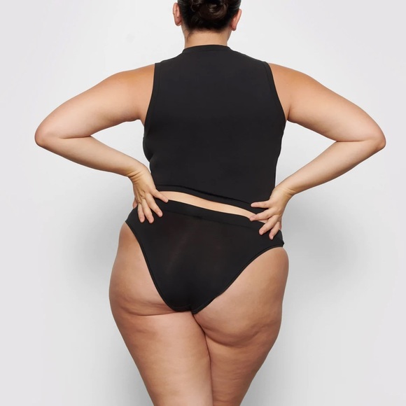 Skims Black Cotton Jersey Mock Neck!! - Picture 3 of 5